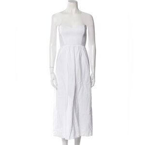 White Reformation Strapless Linen Dress